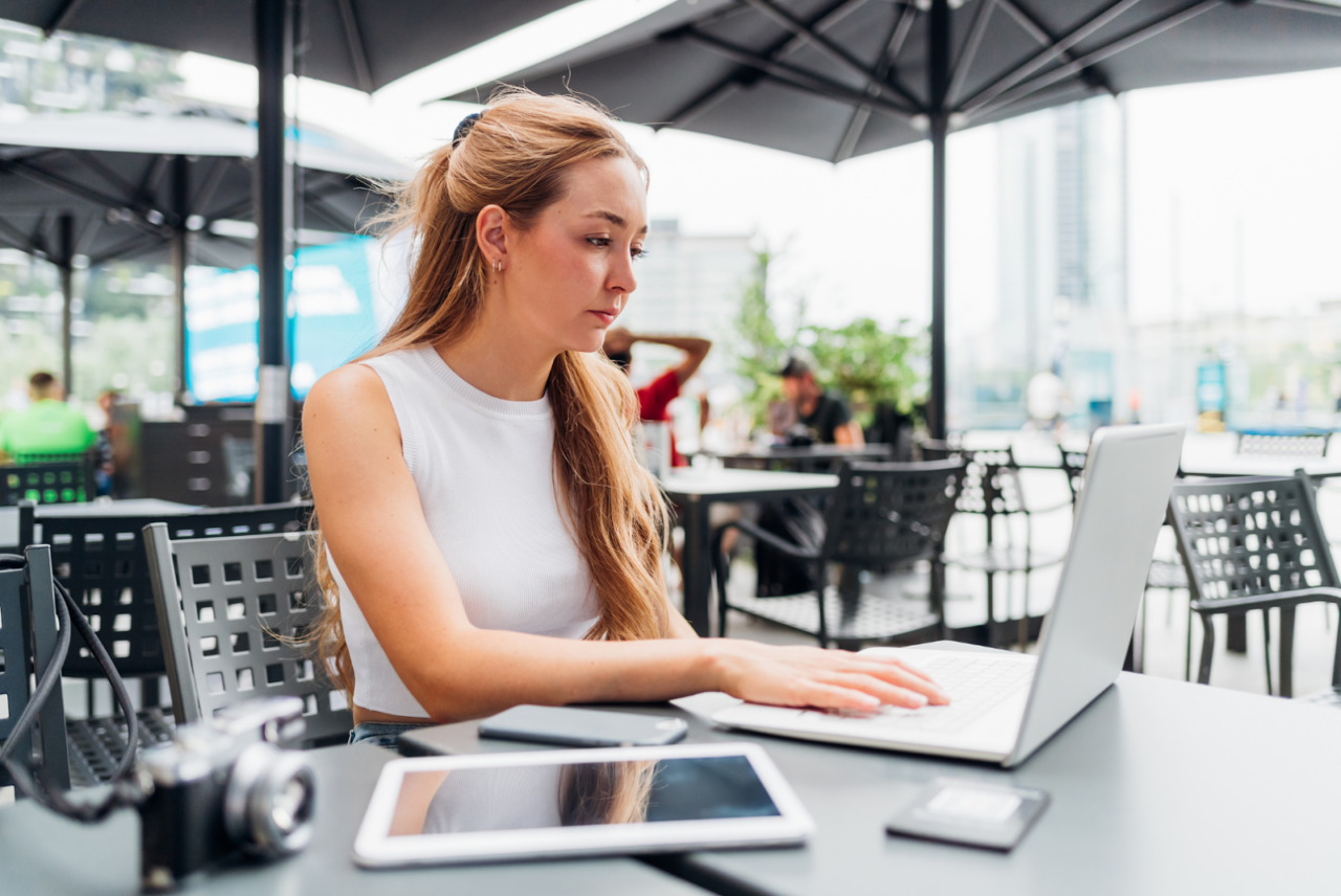 Remote worker on laptop