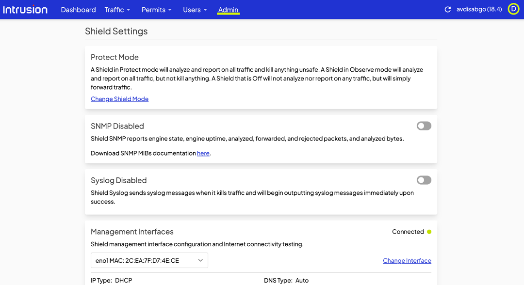 Admin Shield Settings