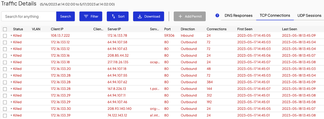 View TCP Kills